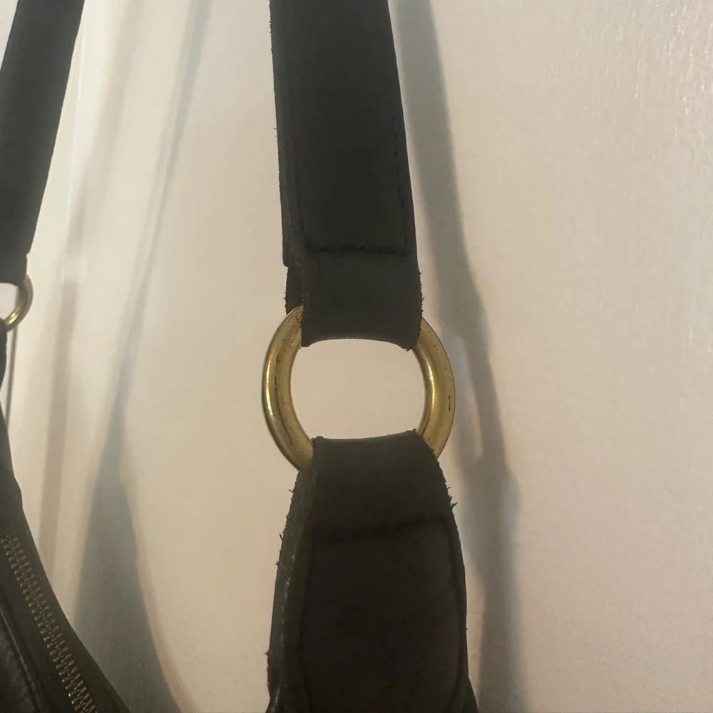 Black Leather Shoulder Bag - Classic Women's Hobo